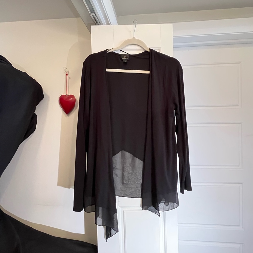 Worthington Black Sheer Cardigan